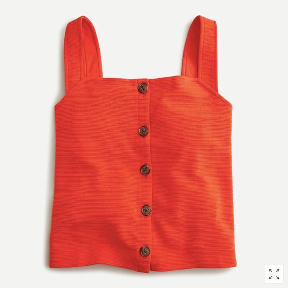 🔴SOLD🔴NWT!! J Crew Boxy 90s Textured Button Tank - Brilliant Sunset Red - Picture 2 of 8
